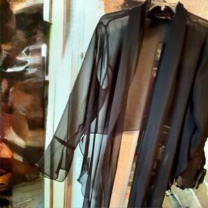 Shape FX Black Sheer Tie Front Cardigan